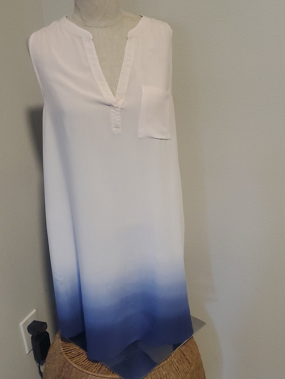 Women’s White to Blue Ombre Swim Cover-Up Tunic
